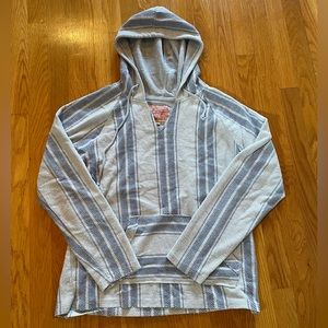 Blue and grey beach sweatshirt